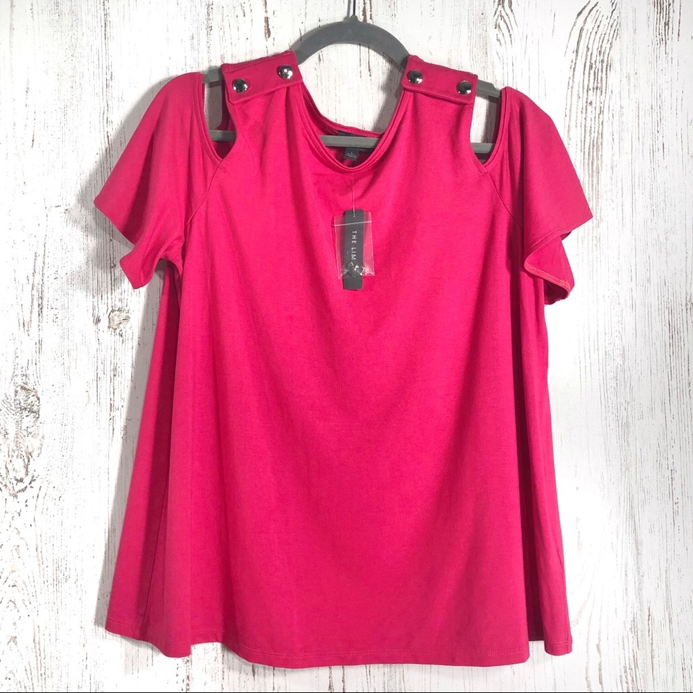 The Limited hot pink cold shoulder sleeved top